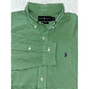 Ralph Lauren Classic Fit Green White Check Y2K Oxford Shirt Men's Medium